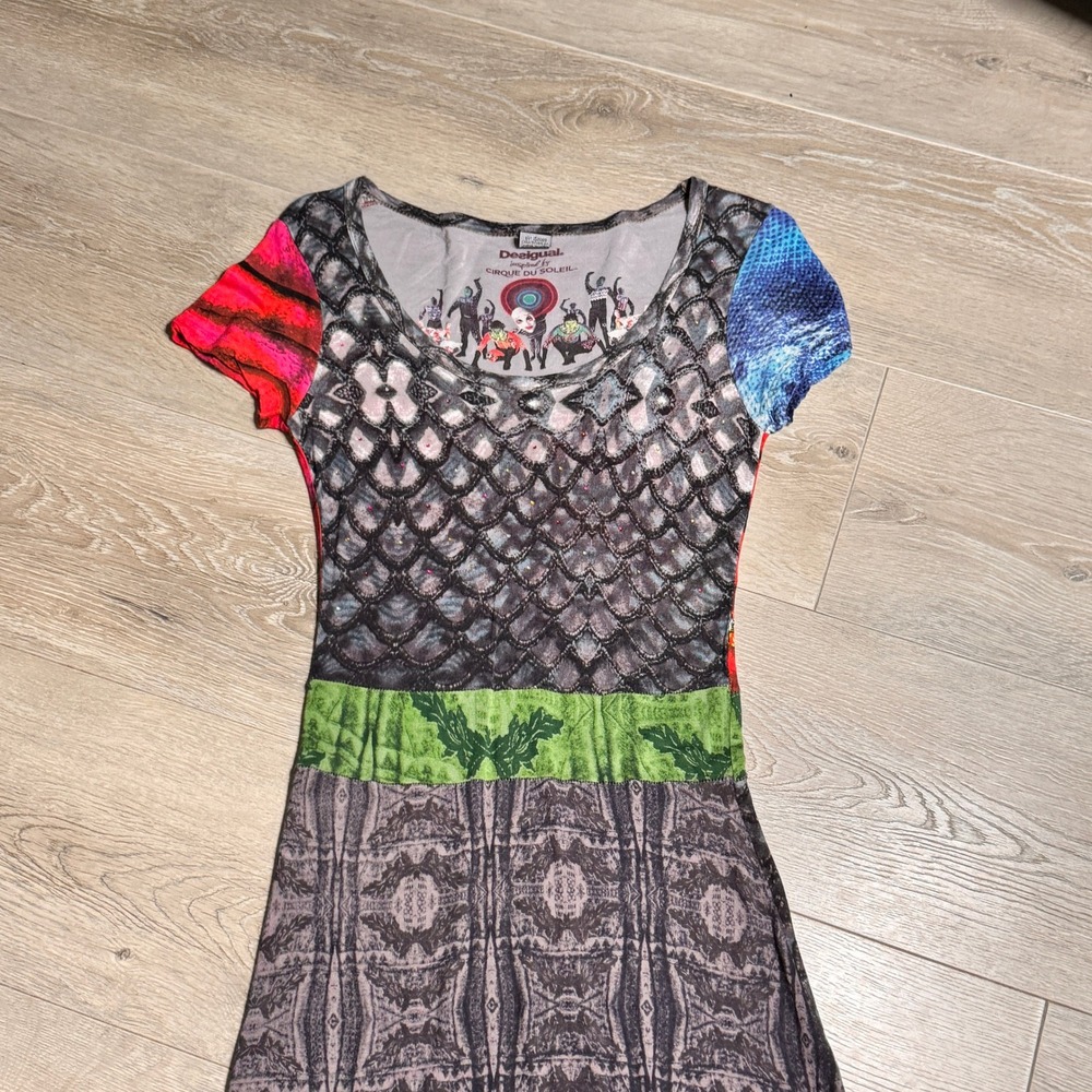 Desigual Art to Wear Cirque du Soleil Graphic Print Mini Dress Small S - Picture 2 of 10